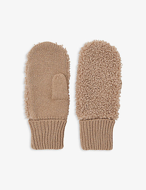 WHISTLES: Borg-panel knitted mittens