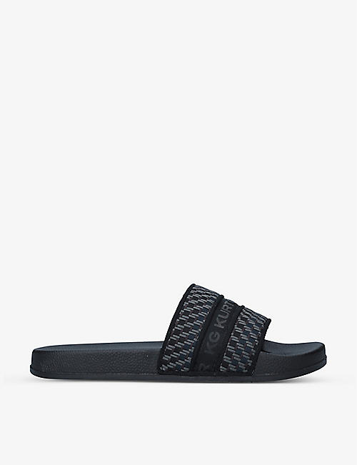 KG KURT GEIGER: Ryder Tape logo-print woven sandals