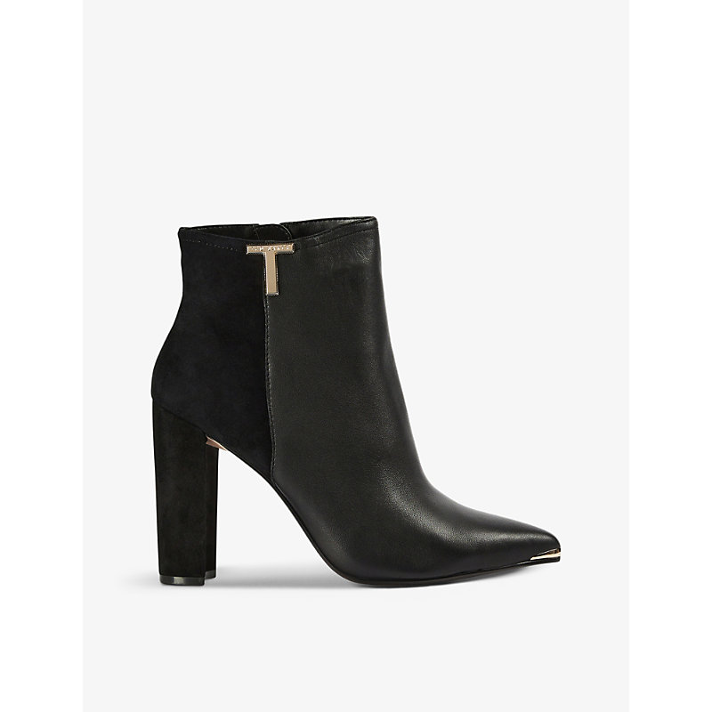 Ted Baker T-embellished Heeled Leather And Suede Ankle Boots