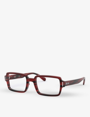 Shop Ray Ban Ray-ban Womens Red Rx5473 Benji Rectangle-frame Acetate Optical Glasses
