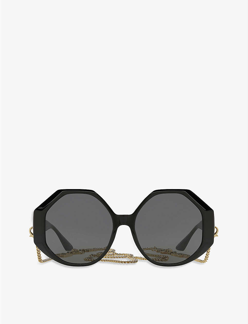 Versace Womens Black Ve4395 Round-frame Acetate Sunglasses