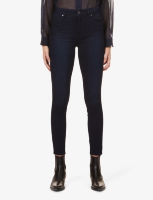 PAIGE Women's High Rise Muse Transcend Skinny Jeans - Seamless Side, Black Wash, Stretch Denim