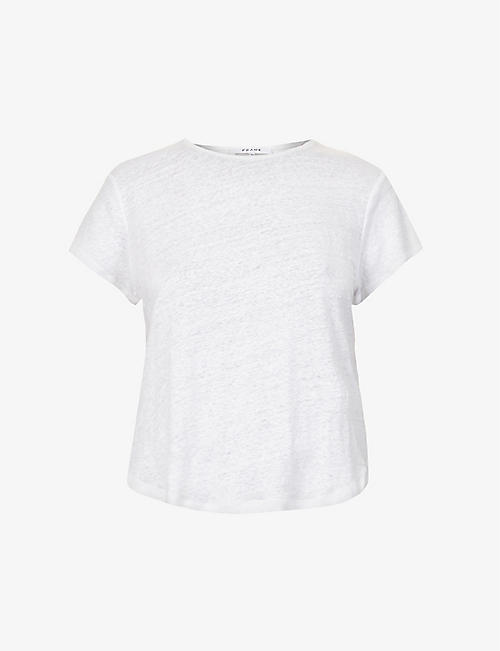 FRAME: Round-neck linen T-shirt