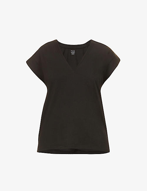 FRAME: Le Mid Rise V-neck organic cotton T-shirt