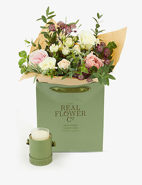 THE REAL FLOWER COMPANY: Romantic Juliet posy with candle
