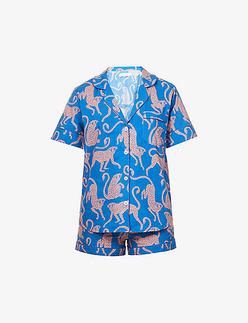 DESMOND AND DEMPSEY: Chango monkey-print cotton pyjama set