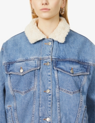 topshop faux fur denim jacket