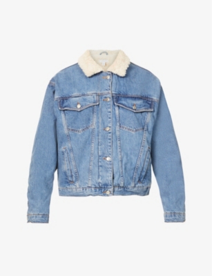 topshop denim jacket with fur
