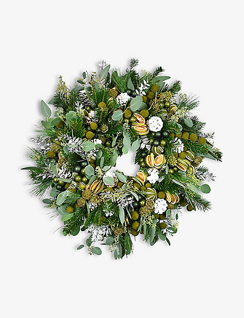 MOYSES STEVENS: Silver Pine real-foliage wreath 40cm