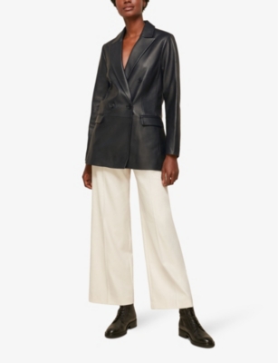 Aliza double-breasted leather blazer