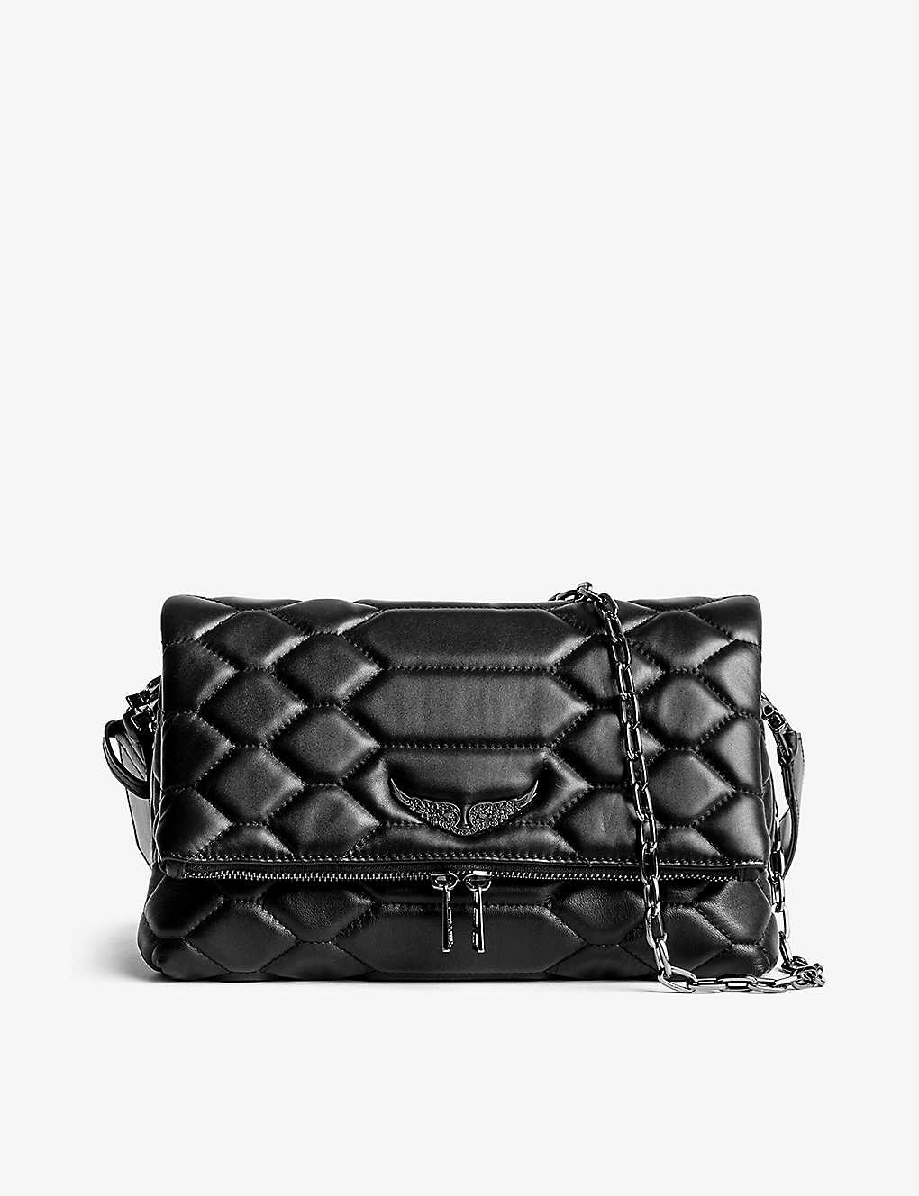 Zadig & Voltaire Rocky Leather Shoulder Bag In Black