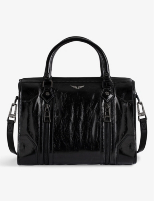 Zadig & Voltaire Sunny Medium Leather Bowling Bag In Noir