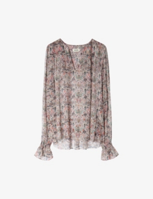 Zadig & Voltaire Taya V-neck Woven Blouse In Vanille