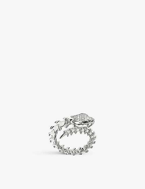 SHAUN LEANE: Serpent Trace sterling silver and diamond wrap ring
