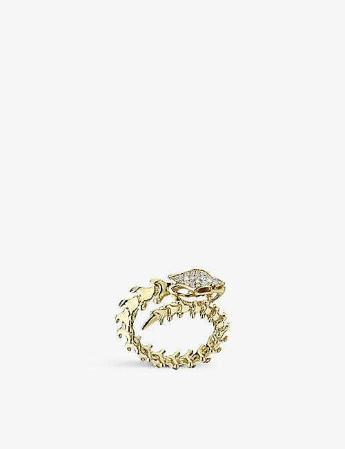 SHAUN LEANE: Serpent Trace yellow gold vermeil and diamond wrap ring