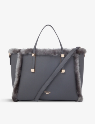 DUNE Duffie faux fur and leather tote bag Selfridges