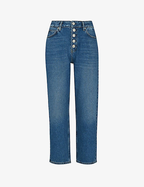 WHISTLES: Hollie button-front straight high-rise jeans
