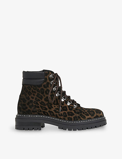 WHISTLES: Amber leopard-print ponyhair hiking boots