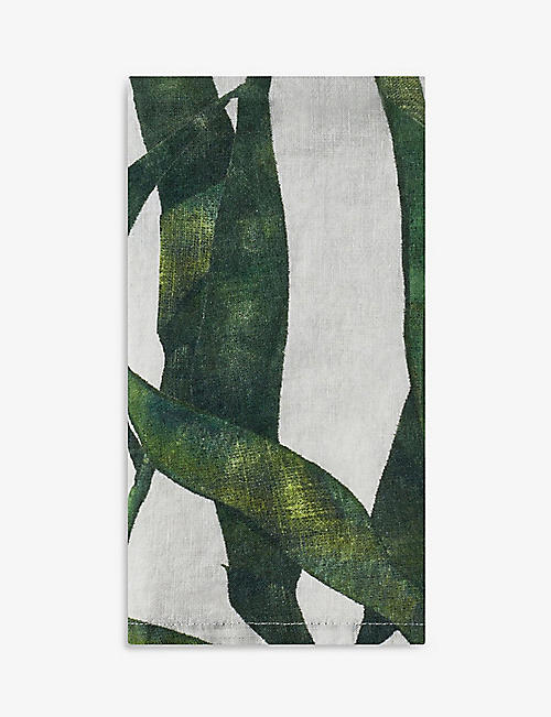 SUMMERILL AND BISHOP: Les Palmiers Leaf linen napkins 50cm x 50cm