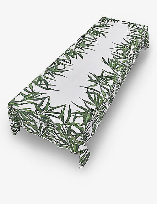 SUMMERILL AND BISHOP: Les Palmiers Leaf linen tablecloth 165x380cm