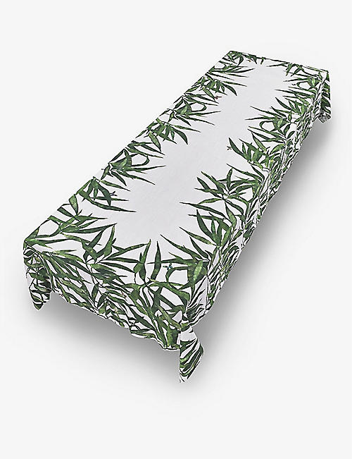 SUMMERILL AND BISHOP: Les Palmiers Leaf linen tablecloth 165x250cm