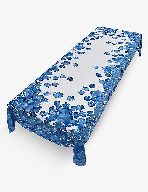 SUMMERILL AND BISHOP: Hydrangea linen tablecloth 380cm x 165cm