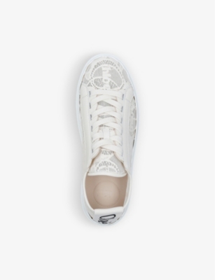 Shop Chloé Chloe Women's Beige Lauren Brand-motif Lace Trainers