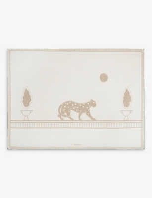 CARTIER: Panthère de Cartier merino wool and cashmere blanket 190cm x 140cm