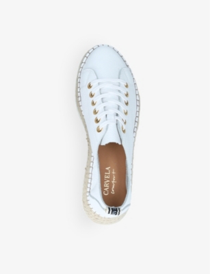 Shop Carvela Comfort Chase Espadrille Flatform Leather Trainers In White