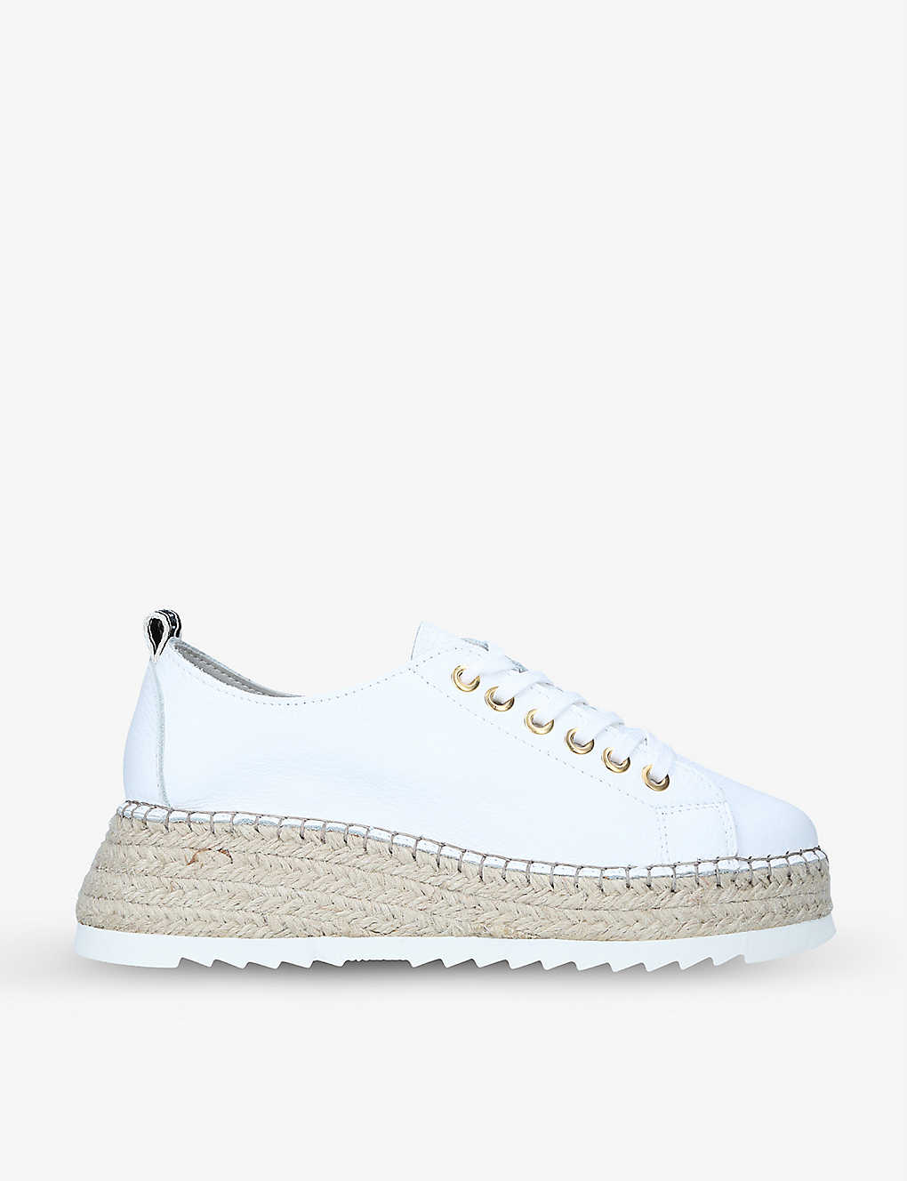 Carvela Comfort Chase Espadrille Flatform Leather Trainers In White