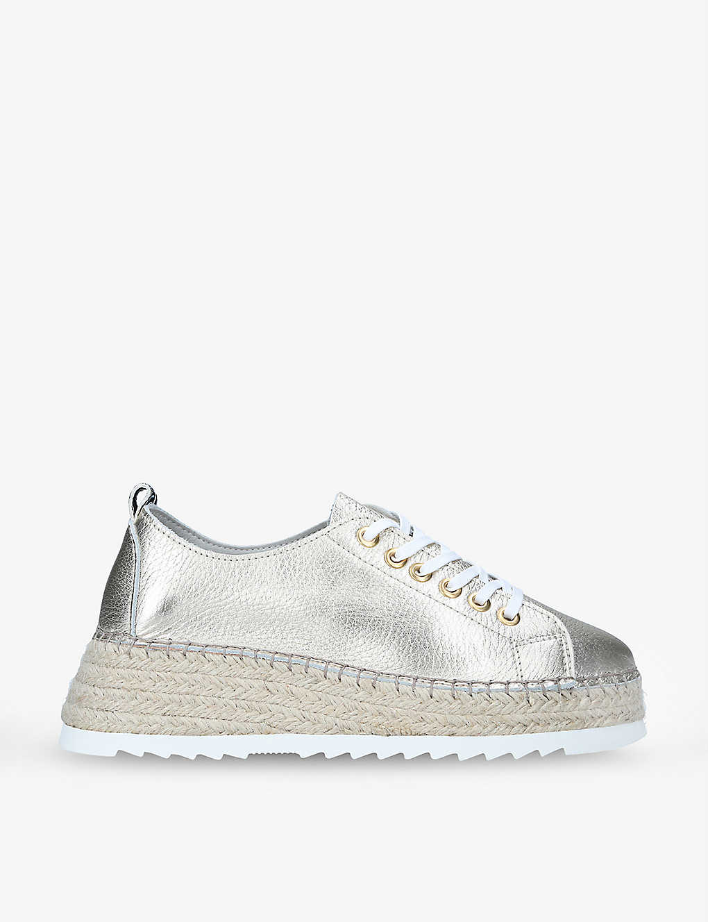 Carvela Comfort Chase Metallic Espadrille Flatform Leather Trainers In Gold