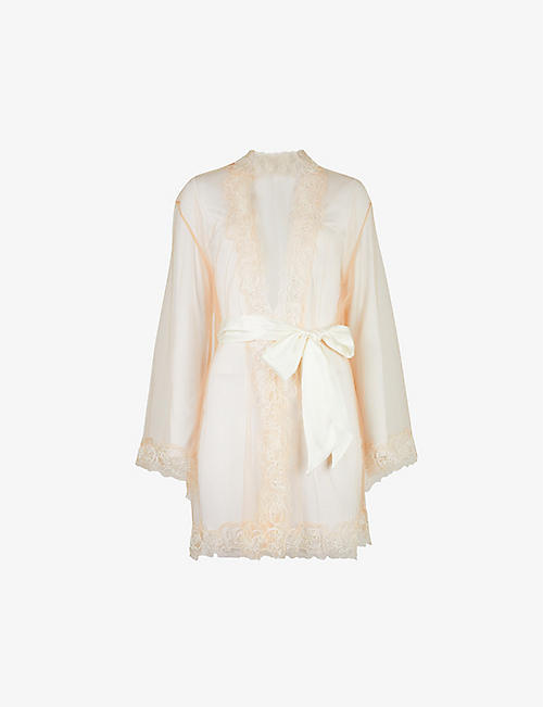 AGENT PROVOCATEUR: Lindie floral trim mesh dressing gown
