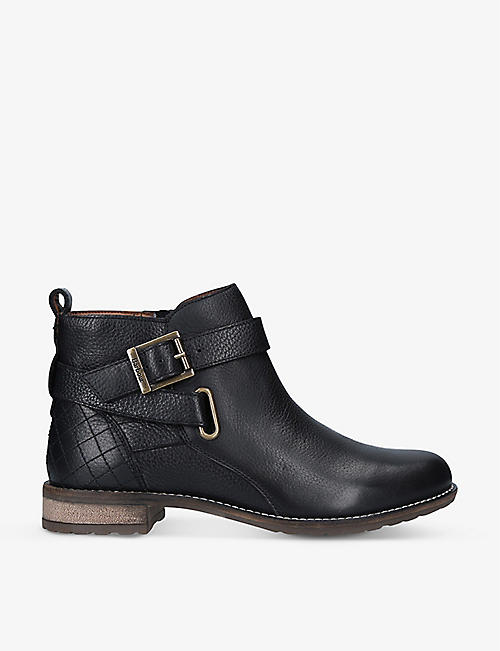 BARBOUR: Jane buckle-embellished leather ankle boots