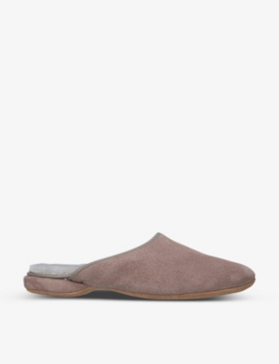 Derek Rose Mens Beige Douglas Backless Sheepskin Slippers 11