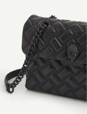 Shop Kurt Geiger Kensington Drench Leather Shoulder Bag In Black