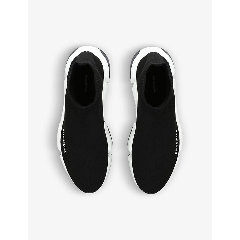 Shop Balenciaga Men's Speed Stretch-knit Trainers In Blk/white