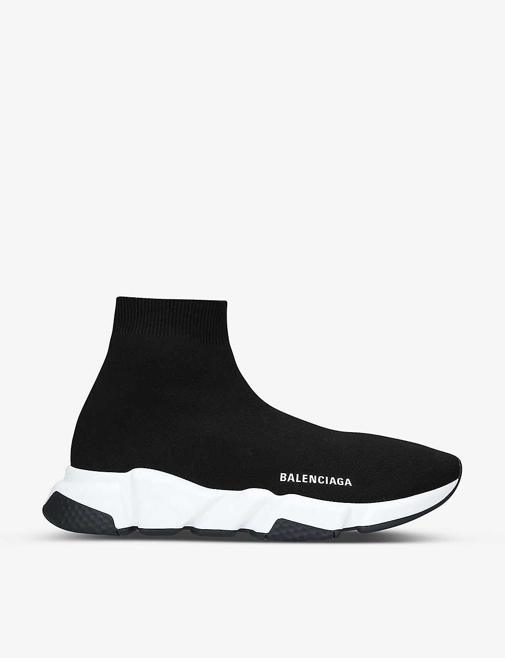 Shop Balenciaga Men's Speed Stretch-knit Trainers In Blk/white