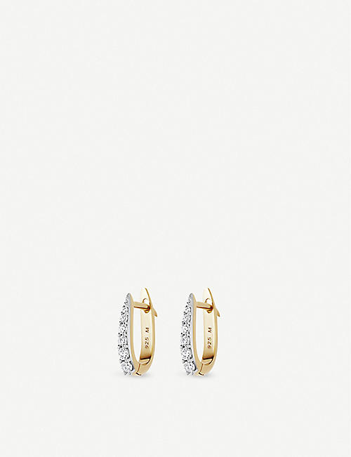 MISSOMA：密镶爪形 18K 镀金包纯银和方晶锆石贴耳式耳环