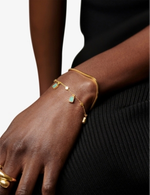 Missoma Lena 18ct Yellow Gold-plated Vermeil And Amazonite Charm Bracelet In Gold