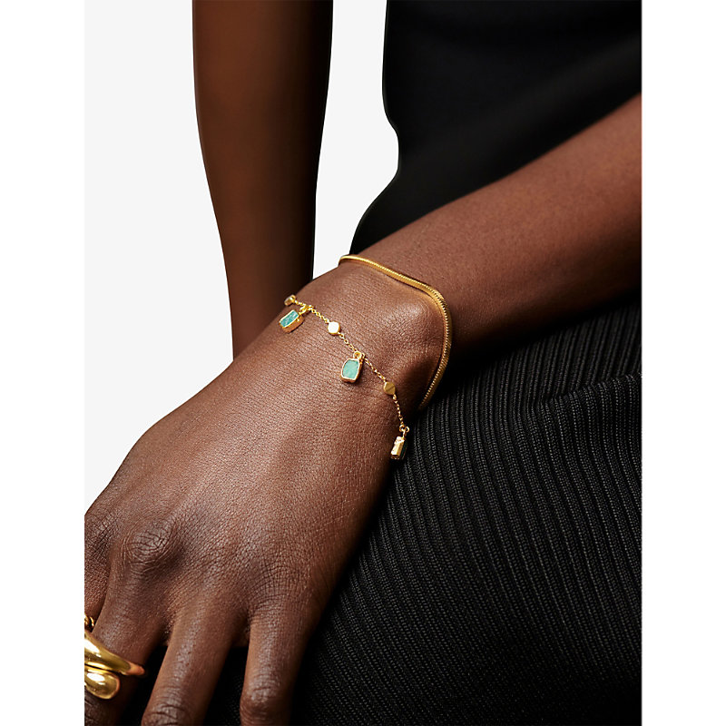 Shop Missoma Women's Gold Lena 18ct Yellow Gold-plated Vermeil And Amazonite Charm Bracelet