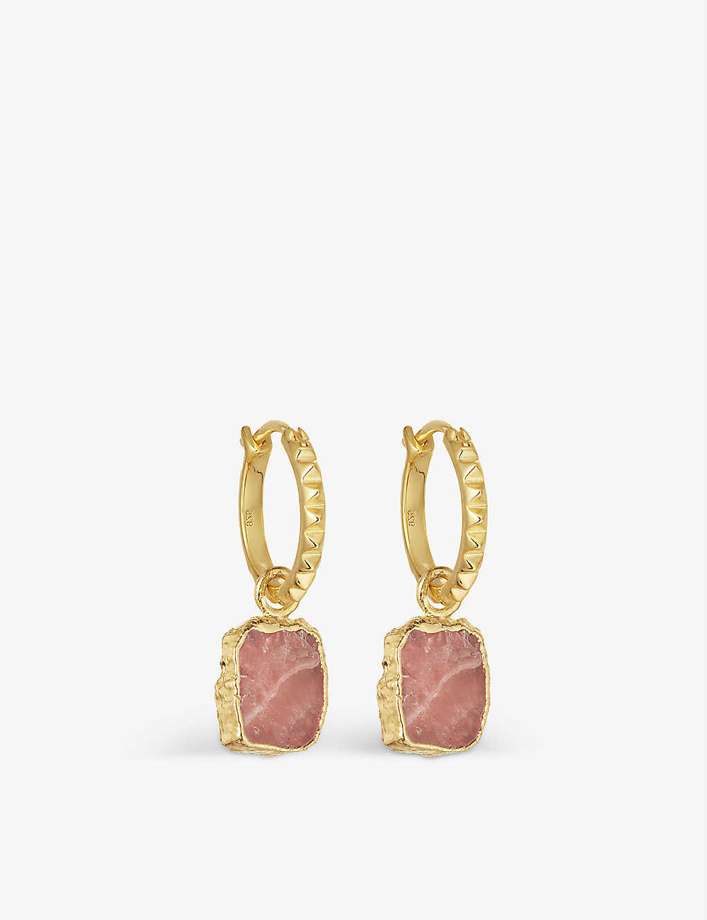 Shop Missoma Pyramid Mini18ct Yellow Gold-plated Vermeil Sterling-silver And Rhodochrosite Hoop Earrings
