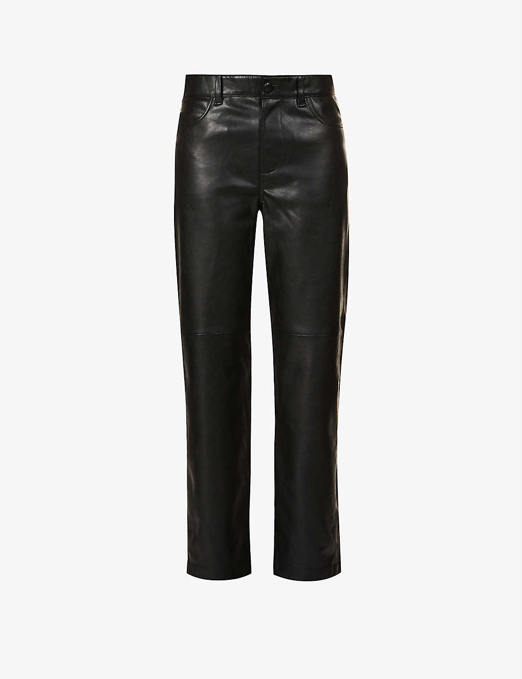 Mid Rise Faux Leather Trousers