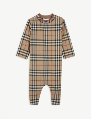 white burberry baby grow