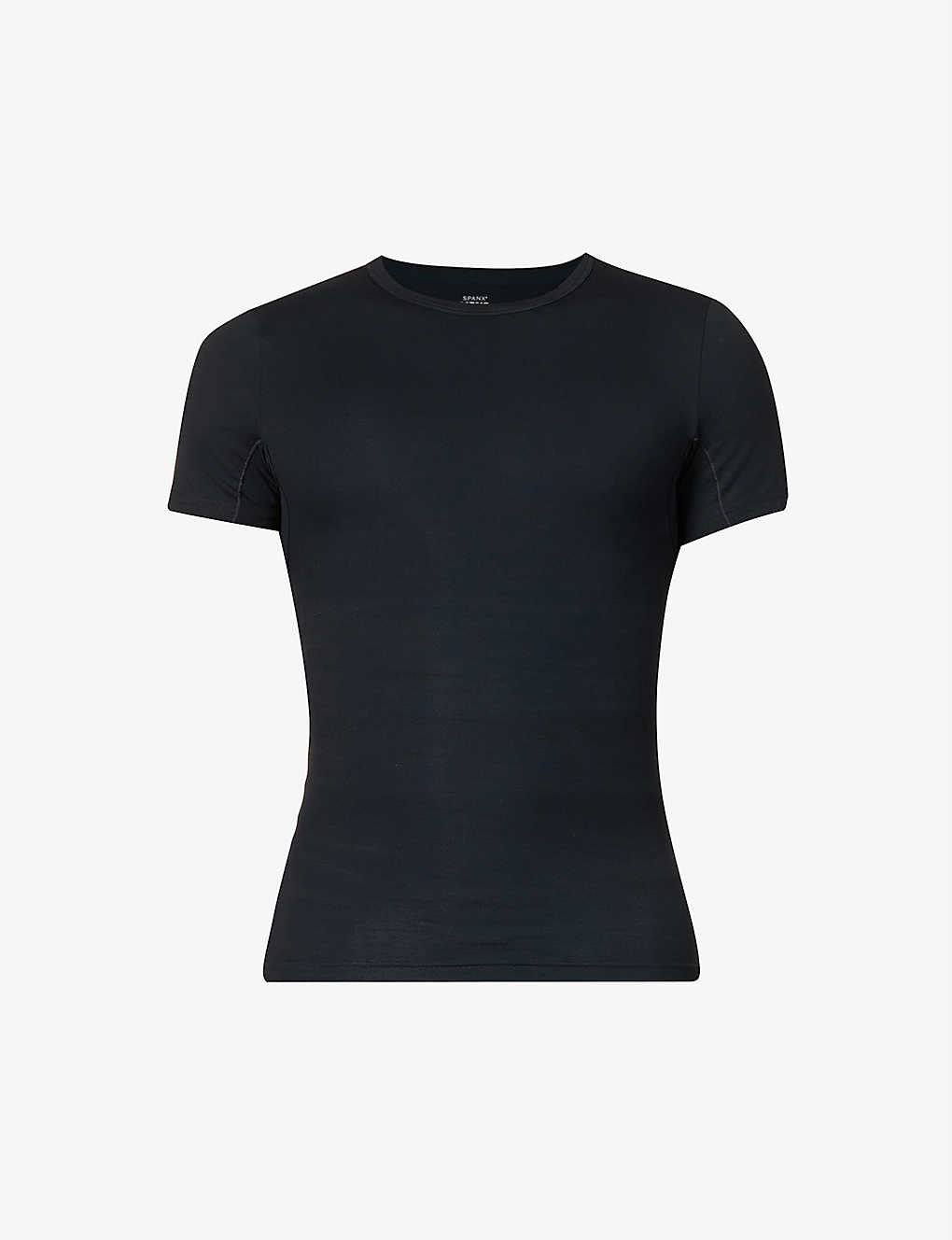 Spanx Sculpt Crewneck Fitted Stretch-cotton T-shirt In Black