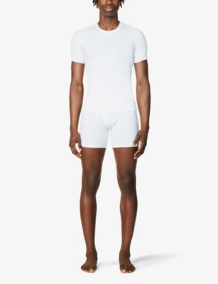 Shop Spanx Men's White Ultra-sculpt Seamless Crewneck Stretch-jersey T-shirt
