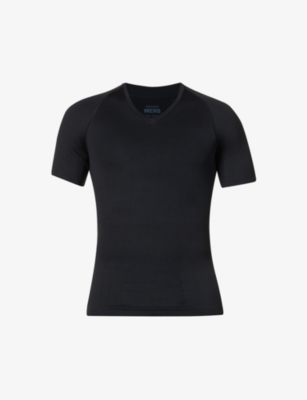 Spanx Ultra-sculpt Seamless V-neck Stretch-jersey T-shirt In Black