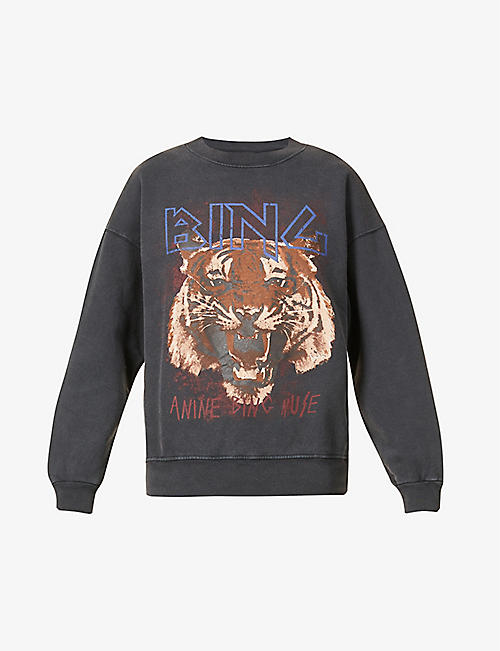ANINE BING: Tiger graphic-print cotton-jersey sweatshirt