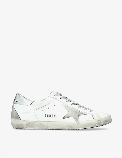 GOLDEN GOOSE: Mens Superstar distressed leather low-top trainers