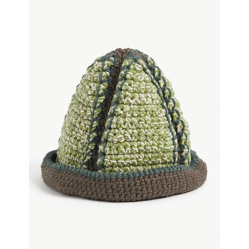 Nicholas Daley Hand-woven Cotton-blend Crochet Bucket Hat In Green Brown |  ModeSens