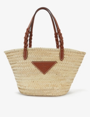 Prada Woven Rattan Clutch in Natural